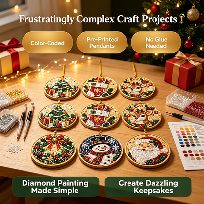 🎄✨6Pcs Christmas DIY Diamond Painting Ornaments Kit, Xmas Tree Hanging Pendant🎄