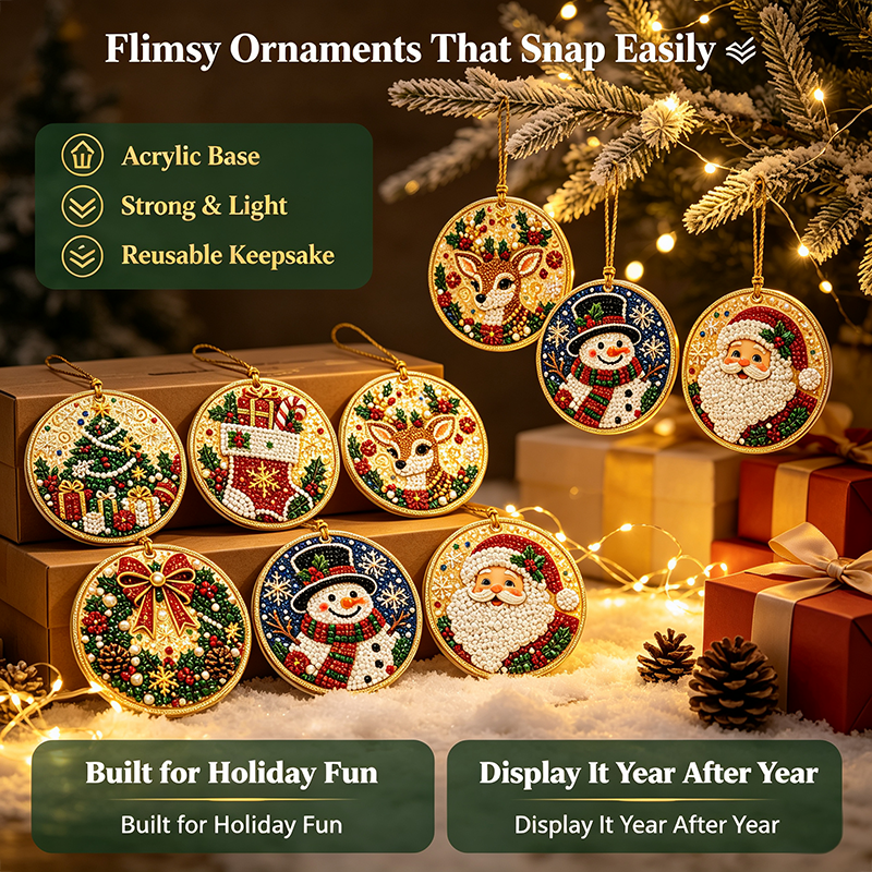 🎄✨6Pcs Christmas DIY Diamond Painting Ornaments Kit, Xmas Tree Hanging Pendant🎄