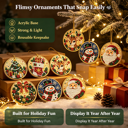 🎄✨6Pcs Christmas DIY Diamond Painting Ornaments Kit, Xmas Tree Hanging Pendant🎄