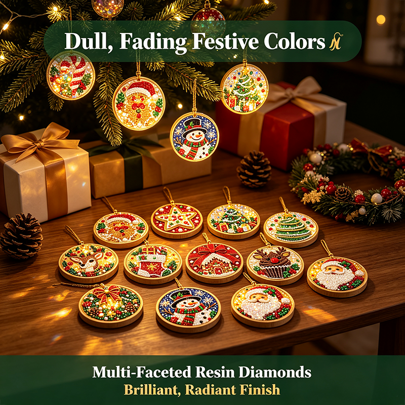 🎄✨6Pcs Christmas DIY Diamond Painting Ornaments Kit, Xmas Tree Hanging Pendant🎄