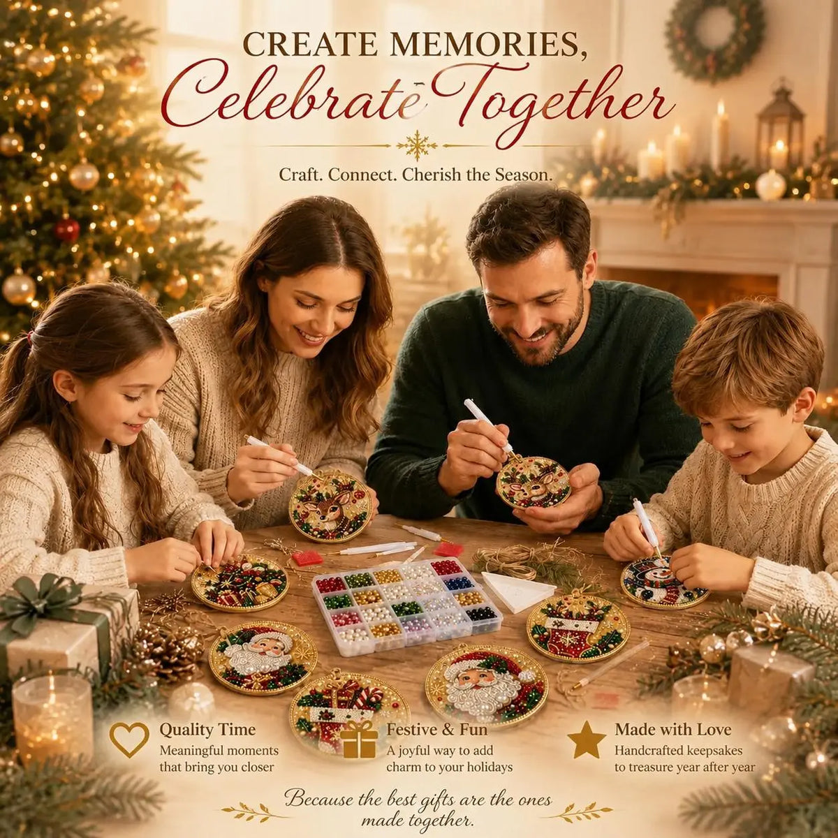 🎄✨6Pcs Christmas DIY Diamond Painting Ornaments Kit, Xmas Tree Hanging Pendant🎄