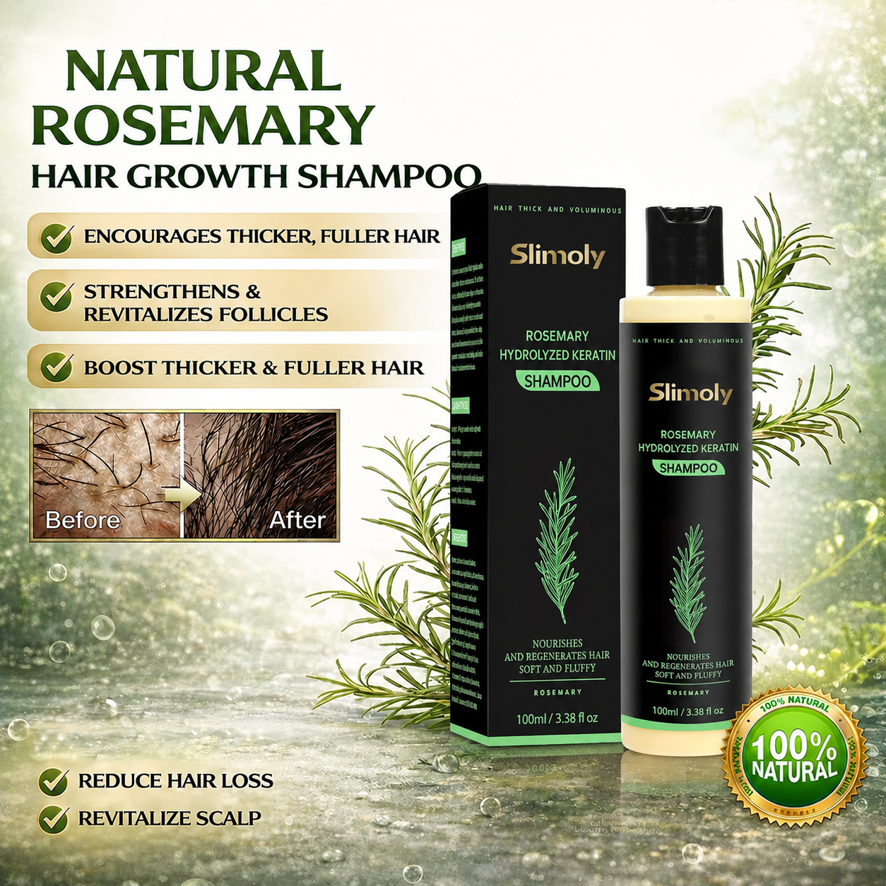 🔥LAST DAY 50% OFF - Slimoly® Organic Rosemary Hair Growth Shampoo