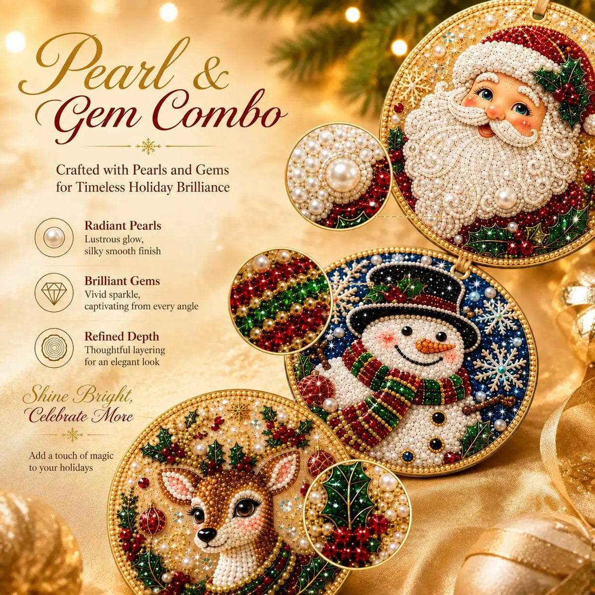 🎄✨6Pcs Christmas DIY Diamond Painting Ornaments Kit, Xmas Tree Hanging Pendant🎄
