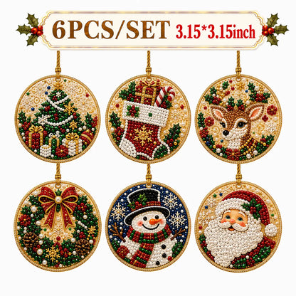 🎄✨6Pcs Christmas DIY Diamond Painting Ornaments Kit, Xmas Tree Hanging Pendant🎄